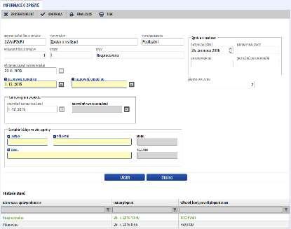 3.1. INFORMACE O ZPRÁVĚ Záložka Informace o zprávě obsahuje automaticky načtené základní informace o zprávě. Tato pole jsou needitovatelná. Předpokládané datum podání v případě 1.