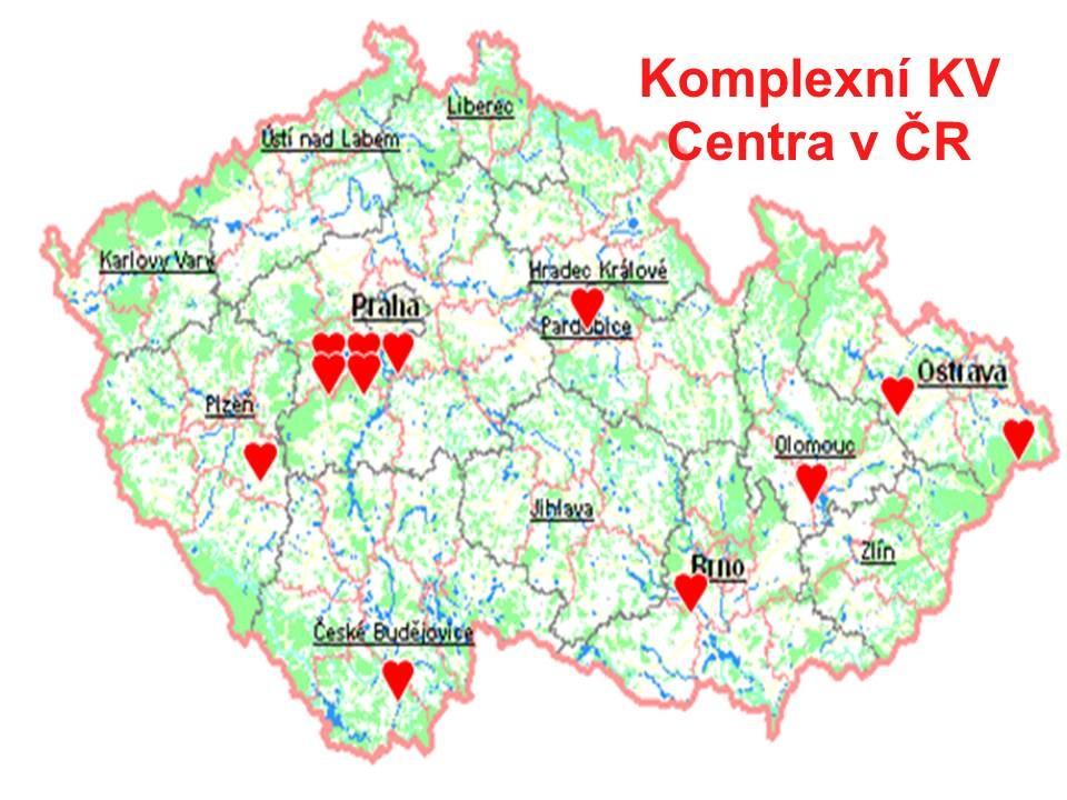 V České republice je v současné době 12 komplexních center kardiovaskulární péče.
