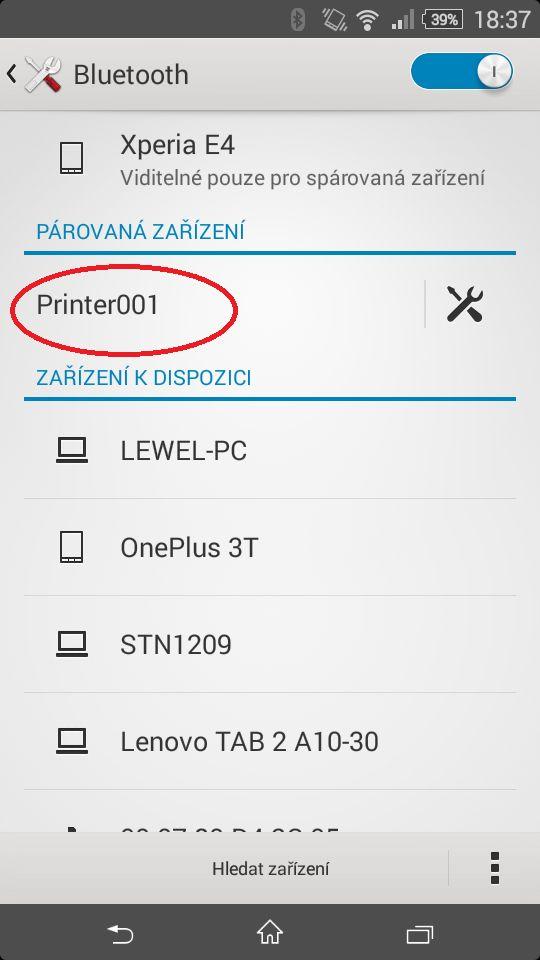 Následně na zvolené tiskárně použijte funkci "NASTAVIT TISKOVÉ FRONTY" (tento krok se musí dělat po každém spuštění mobilního číšníka).