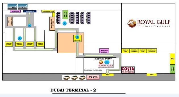 Anglicky hovořící letištní zástupce Royal Gulf / Royal Park předá klientům Uvítací obálku/welcome Folder a následně předá klienty řidiči, který je odváží do hotelu.