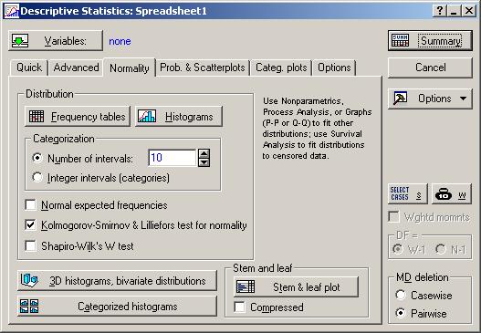 Normalita dat Histogram Frekvenční tabulky Nastavení histogramu Testy