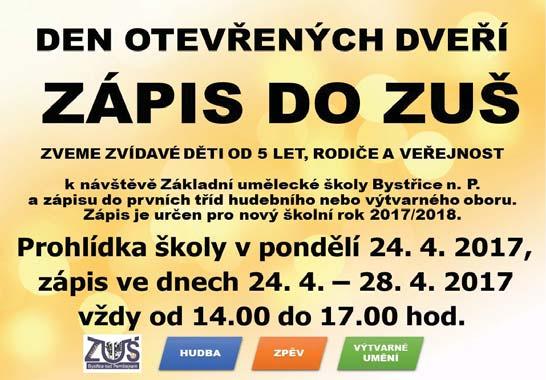 do 28 dubna 2017 připravila ZUŠ týden věnovaný dětem, rodičům a veřejnos.