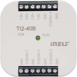 INSTALATII ELECTRICE INTELIGENTE Unitate de impuls termic TI-40B B 4 TI TI-40B este proiectat pentru a conecta pana la 4 senzor de temperatura TC/ TZ cu borna comuna de legare la masa.
