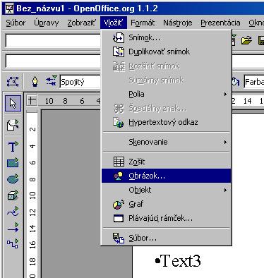 Editovanie nastavenia Import grafiky K vloženiu obrázka vyber v menu