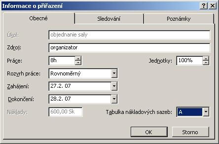 Tak ako je zreteľné z Obr. 10 môžeme od určitého dátumu zmeniť sadzby pre daný pracovný zdroj (od 1.3. 2010 má sekretárka zmenený plat).