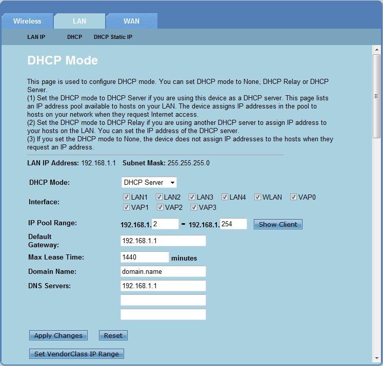 Konfigurování nastavení DHCP Stránka DHCP Mode (Režim DHCP) umožňuje konfigurovat nastavení DHCP. Pokyny pro konfigurování nastavení DHCP: 1. 2. 3. 4. 5. 6.