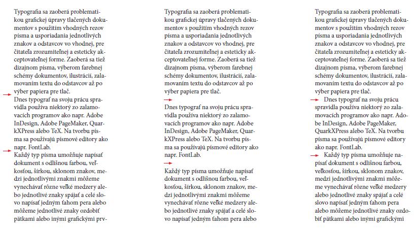 Odsek/delenie a odsadenie, práca s textom Bez