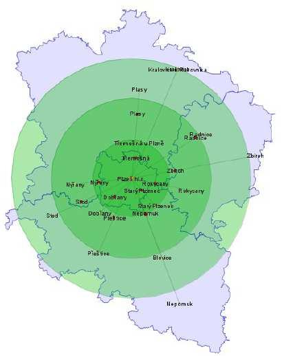 zachování úhlů(ε) vzdálenost od středu závislá na hodnotě geografického jevu (transformace ρ