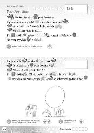 pdf) Tematický celok: Ročné obdobia čítať s porozumením obrázkový text (maľované čítanie); osvojiť si správnu intonáciu čítania viet; vymyslieť nadpis častiam textu; doplniť text podľa ilustrácie;
