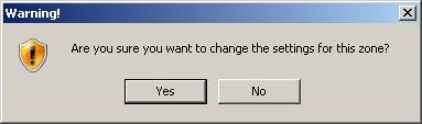 25 9. Kliknutím na OK, budete upozornený a vyzvaný, či naozaj chcete zmeniť nastavenia pre túto zónu.