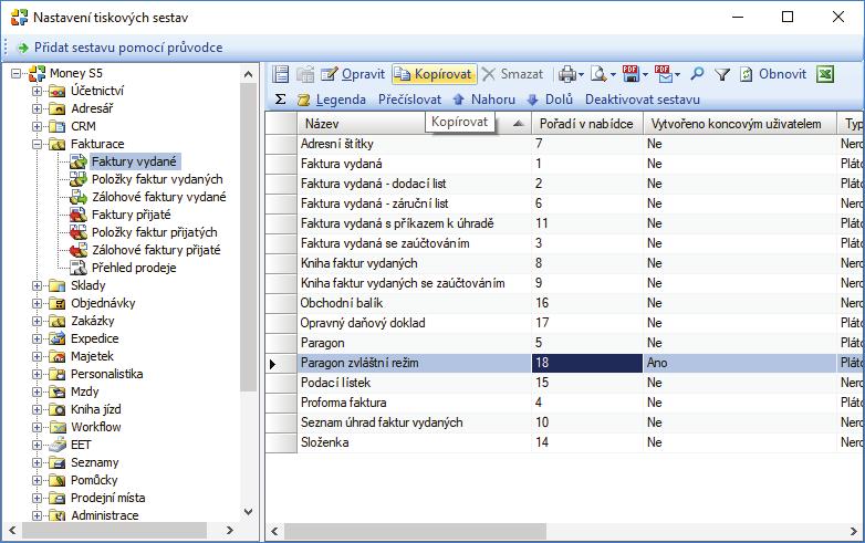 Na paragonech se text automaticky vytiskne jen v agendách, které jsou napojené na systém Prodejna SQL.