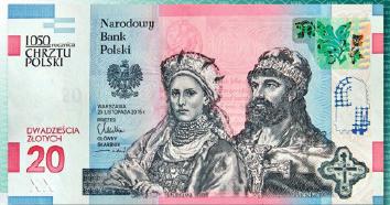 Nećakinja svetog Václava donijela je kršćanstvo u Poljsku Novčanica od 20 zlota s likovima Mieszka i Doubravke izdana 2015. Poljaci su u travnju 2016.