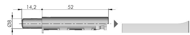 55111000IJ šedý dlhý magnet pre PUSH závesy ITF.