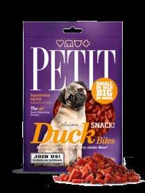 petit UKUSNE POSLASTICE pakovanje 50g Chicken Bites POSLASTICA ZA MALE RASE SA 80% MESA. ZA SVAKODNEVNU NAGRADU.
