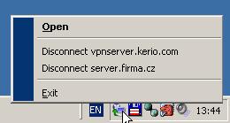 2.2 Kerio VPN Client v základním režimu Exit ukončení programu Kerio VPN Client. 2.