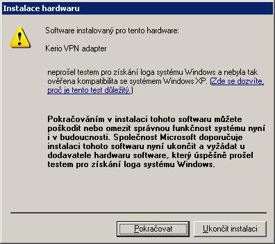 1.1 Instalace Ovladač obsažený v instalačním balíku aplikace Kerio VPN byl však důkladně otestován na všech podporovaných verzích systému Windows.