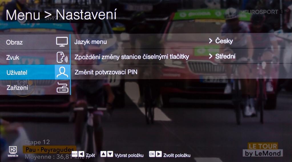 menu. Zde jsou parametry pro základní nastavení boxu (rozlišení, poměr