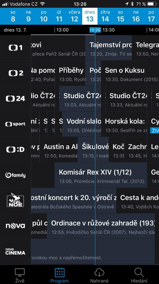 5.3.3. Programový průvodce Obrazovku s programovým průvodcem zobrazíte klikem na symbol kalendáře.