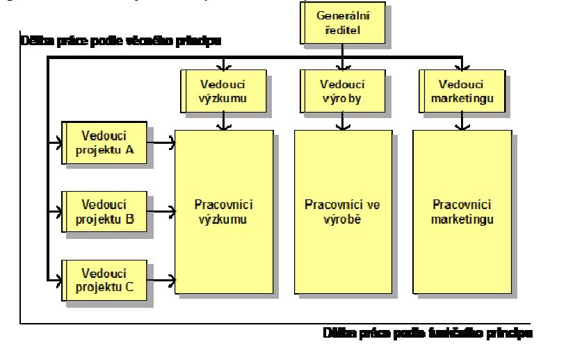 organizační struktura se může blížit procesně orientované struktuře, neboť na jedné straně mohou být funkční útvary a na straně druhé vznikají jednotlivé
