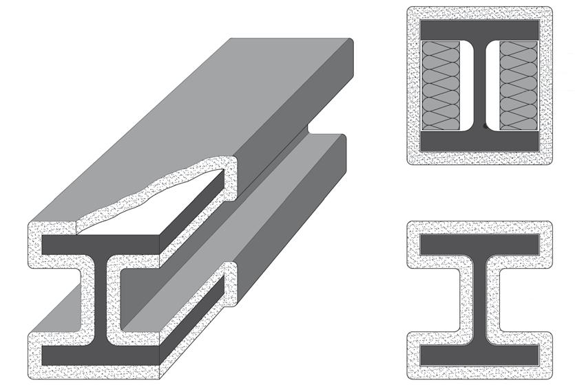 Oceľové nosníky a stĺpy - hrúbka omietky Minimálna hrúbka Knauf SIBATERM Outdoor pre použitie v interiéri Návrh hrúbky Knauf SIBATERM Outdoor v závislosti od pomeru U / A chráneného prierezu