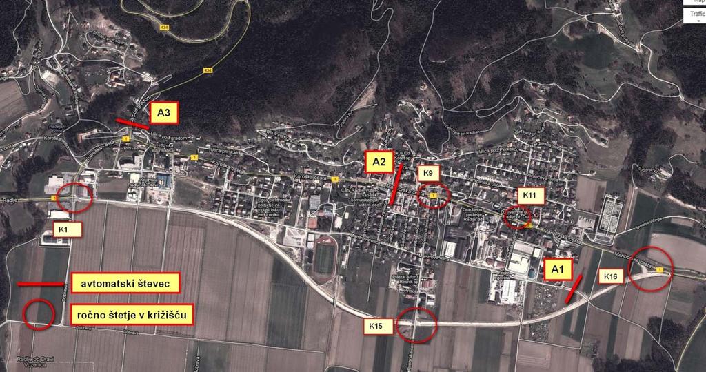 3 MODELIRANJE PROMETA, PROMETNI MODEL Študija optimalne ureditve cestno-prometne infrastrukture na območju občine Radlje ob Dravi Na osnovi izvedenega štetja prometa (prikazanega v prejšnjem