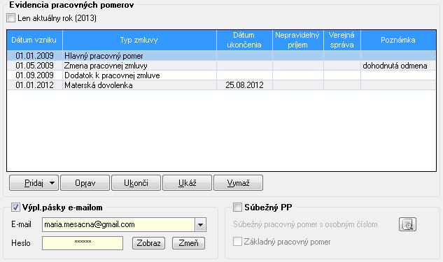 Údaj z políčka E-mail sa prenáša na niektoré tlačivá ročného zúčtovania zdravotného poistenia.