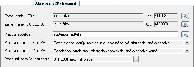 Pri pridávaní nových údajov Zamestnanie-KZAM a Zamestnanie SK ISCO-08 do zápisníka užívateľských textov, kliknutím na tlačidlo vedľa políčka Názov, Vás program automaticky pripojí na internetovú