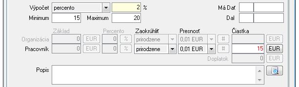 V rozbaľovacom zozname sú všetky uvedené v poradí, ktoré určuje ich prioritu. Políčko je povolené pre pridávanie zrážok legislatívnych aj zamestnaneckých.