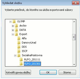 6 Vyberiete príslušný adresár a v spodnej časti pomocou OK potvrdíte uloženie exportu do vami vybraného adresára.