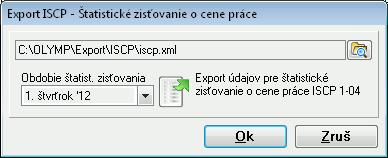 6 EXPORTY 193 Výberom voľby Exporty Export ISCP sa Vám zobrazí dialógové okno, v ktorom je umiestnenie a názov súboru automaticky preddefinovaný programom a v ktorom je možné zároveň zmeniť aj