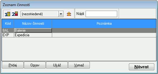 Po jeho stlačení sa kód zákazky prenesie do údajov v zložke mzdy a čiastka uvedená v tejto zložke sa označí ako náklad príslušnej zákazky. Pomocou tlačidla Pridaj sa do tabuľky pridávajú nové zákazky.
