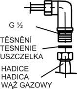 nutno bezpodmínečně dodržovat. Tepelná odolnost plynové hadice musí být minimálně 100 C.