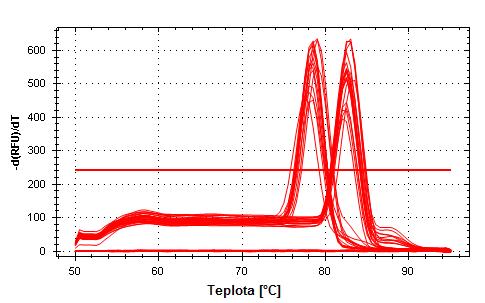UTB ve Zlíně, Fakulta technologická 67 analyzována křivka tání (melting křivka) pro vyhodnocení specifičnosti vzniklých produktů. Druhou derivaci křivky tání, pro lepší hodnocení, znázorňuje Obr. 23.