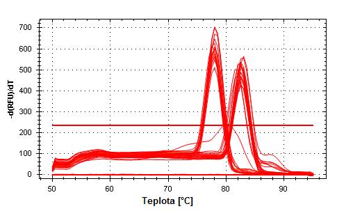 UTB ve Zlíně, Fakulta technologická 70 I pro tento pokus byla provedena analýza křivky tání, také pro vyhodnocení specifičnosti vzniklých produktů a dále pro porovnání nově připravených primerů.