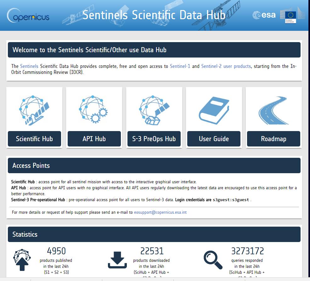 Přístup k datům Sentinel Obsahuje data S1A, S1B, S2A, v blízké budoucnosti též S3A Jednorázová stažení - Výběr