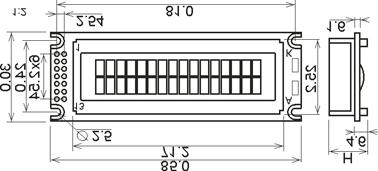 1,2 LED luto-zel 130 ET spodní -20 +70 WH1602B1 = verze s SPI rozhraním WH1602B3 = verze s I2 rozhraním WH1602D