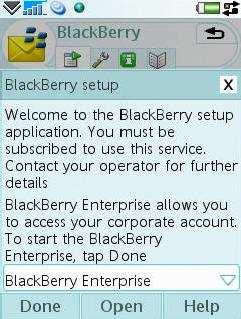 Zvoľte možnosť Blackberry Enterprise a potvrďte kliknutím na tlačidlo Done. 2.