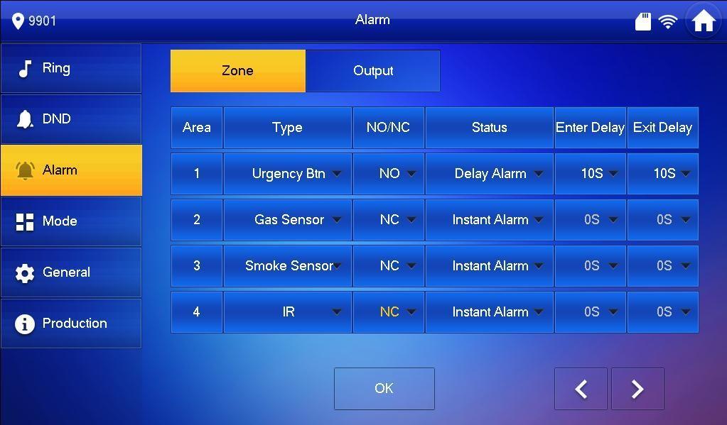 Polachové (alarm) vstupy a módy Monitor disponuje 6-ti poplachovými vstupy (zónami), kdy pro