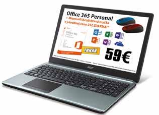 1 (64bit) Displej 15,6" HD dotykový Procesor Intel Core i3-4005u Pamäť 4GB Disk 500GB Grafika Intel HD Graphics Mechanika DVD-Super Multi DL drive + M-DISC