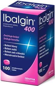 Ibalgin 400 100 potahovaných tablet Účinné analgetikum: pomáhá při bolesti hlavy,