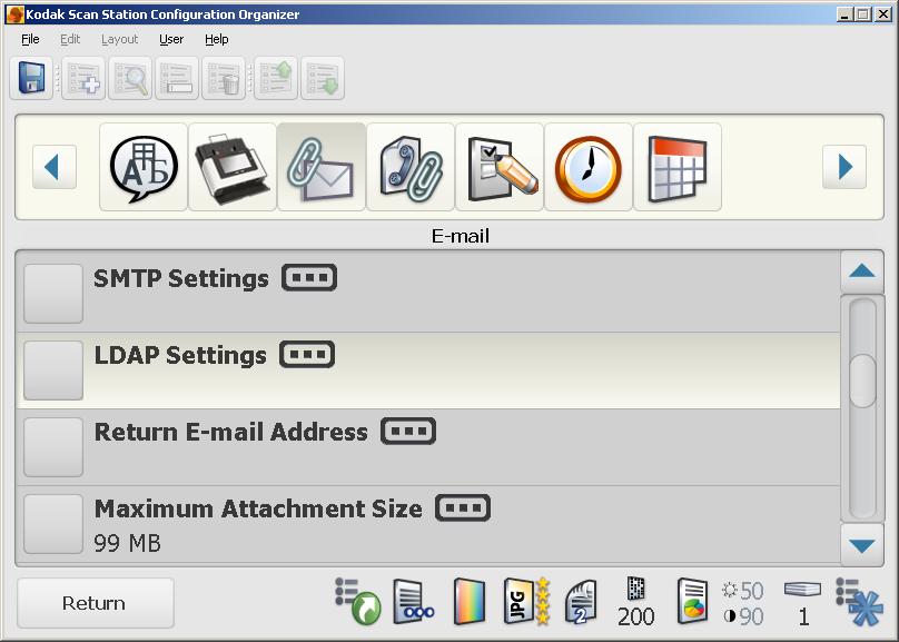 Zpáteční e-mailová adresa Nastavení zpáteční e-mailové adresy umožňuje obdržet upozornění, pokud nemohl být e-mail odeslaný zařízením Scan Station doručen.
