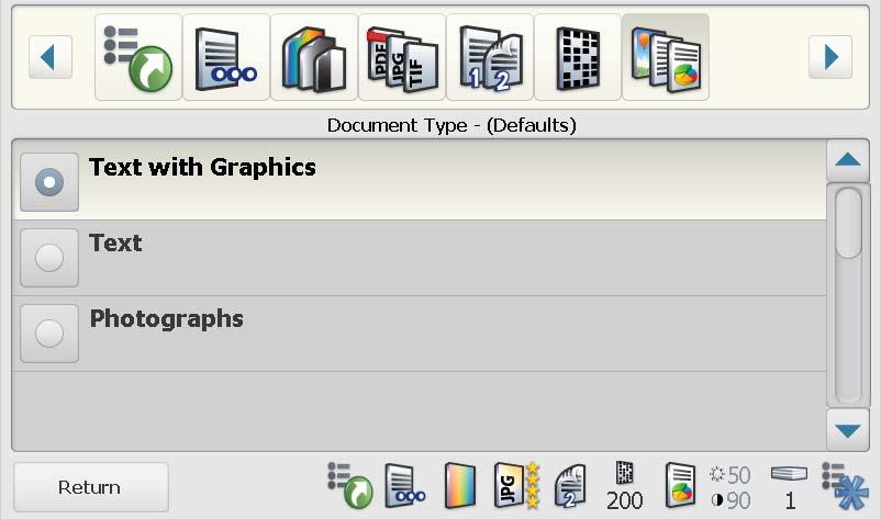 Možnost Typ dokumentu Pokud dokumenty obvykle obsahují kombinaci textu a grafiky, vyberte tuto možnost