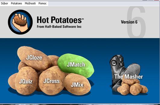 Krížovka Hot Potatoes JCross ( červená farba) = vytvorenie krížovky, do ktorej vpisujeme odpovede na zadané otázky.