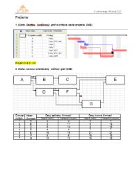 Organisation Breakdown Structure) - matica zodpovednosti - časové plánovanie definovanie logických väzieb, sieťový graf, úsečkový (Ganttov) graf, metóda kritickej cesty (CPM Critical Path Method),
