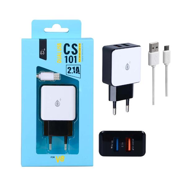 Nabíječka PLUS CS101 2xUSB výstup + kabel Micro USB 5 V / 2,1 A Duální USB