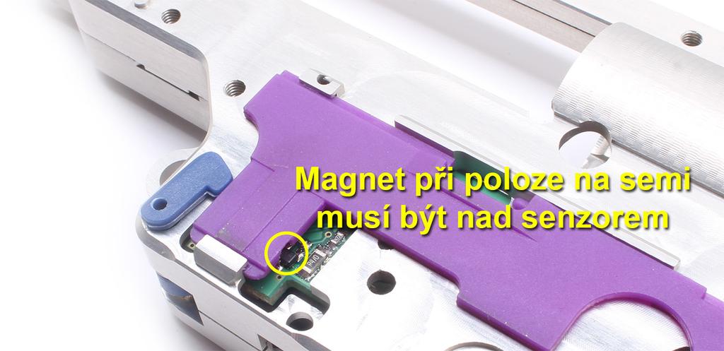 Obr.5: Vložená kulisa přepínače 5.4. Snímání otáček pístového kola Na pístové kolo je třeba umístit magnet tak, aby při vypuštěné poloze byl magnet naproti sondě.