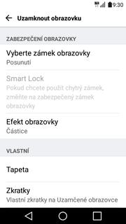 27 z 36 Nastavení zámku displeje ikonu