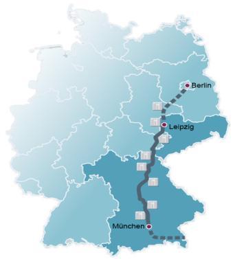 nabíjení mezi Mnichovem a Berlínem na dálnici A9 v Německu pro potřeby cestování na