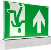 UP led exit at Opticom LED Signs A line of new products for safety signage characterised by superb functionality and versatility, boasting very small dimensions and a clean, elegant design, with