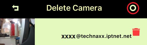 4.4 Delete Camera (odstranit kameru) ( Odstranit) Pro vymazání kamery stiskněte ikonu Delete Camera (odstranit kameru) kameru k odstranění a stiskněte tlačítko.. Zvolte 4.